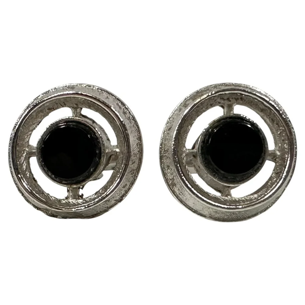 Black Silver Tone‎ Cufflinks Classic Men's Suits Accessory Formal Wear